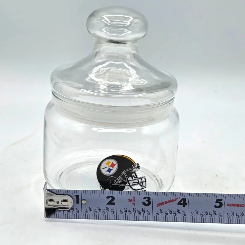 Pittsburgh Steelers Clear Glass Candy Jar with Lid Official NFL License Sticker